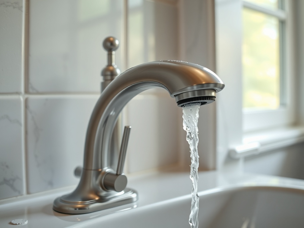 White calcium scale buildup on kitchen faucet