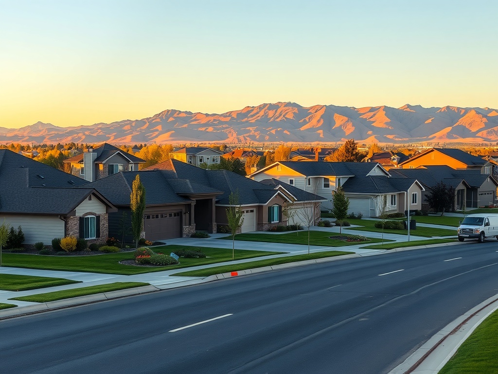 Meridian Idaho neighborhood homes with foothills in background