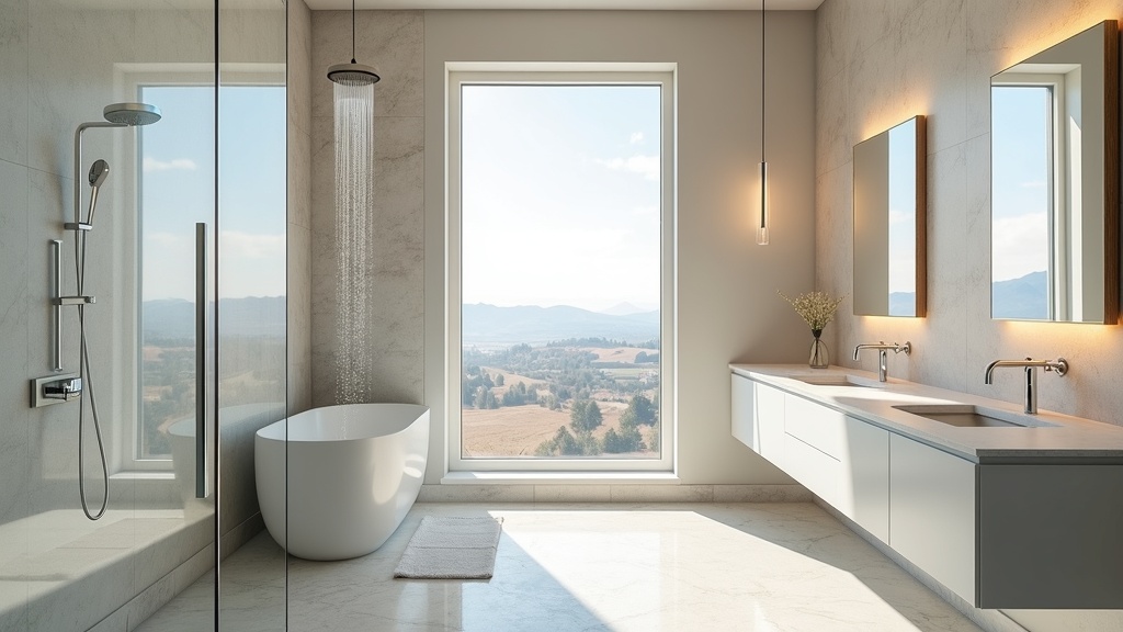 Bright modern bathroom in a Meridian Idaho home with natural light and clean fixtures