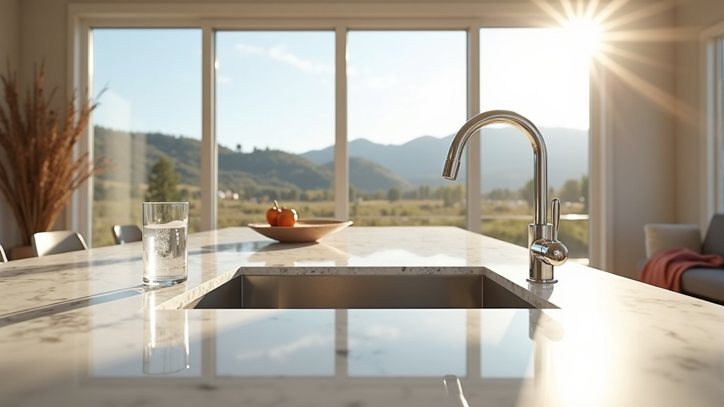 Morning routine with a glass of clean water on a wooden table