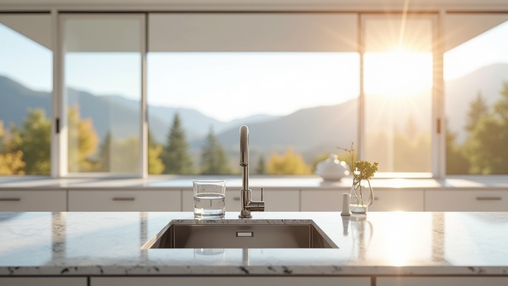 Mineral-rich water flowing from a modern kitchen faucet in a Boise Idaho home