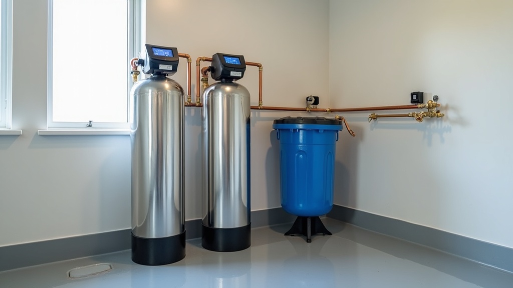 Professional water softener system installed in a Meridian Idaho home utility room