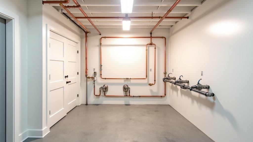 Water treatment utility room rough-in in a new custom home in Eagle Idaho