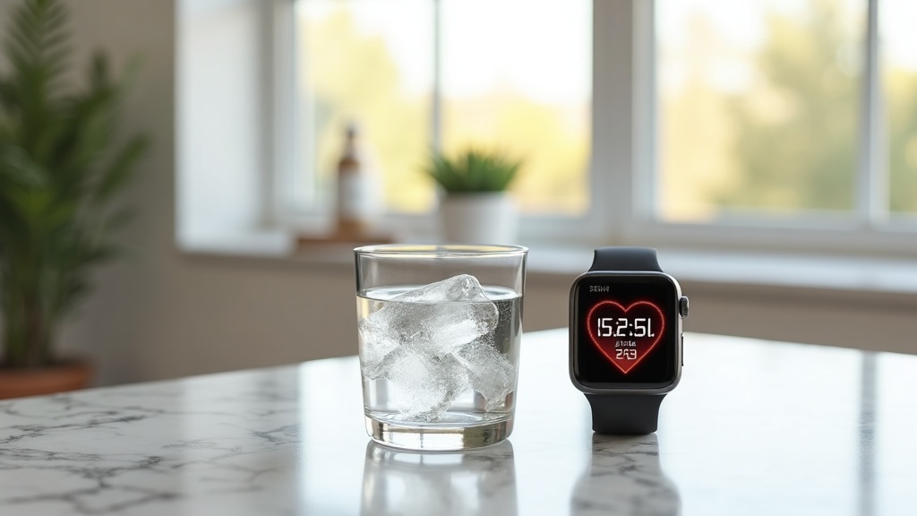 Fitness tracker and glass of water in a Boise home
