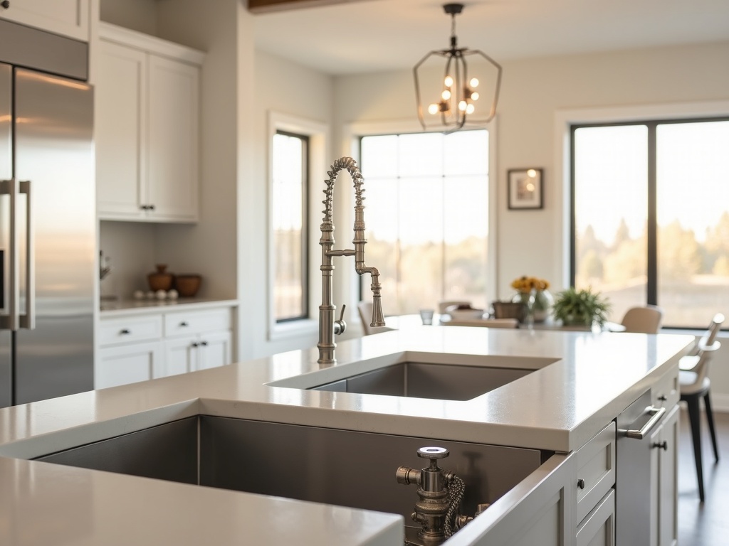 Refrigerator water supply line connection in a modern Boise Idaho kitchen