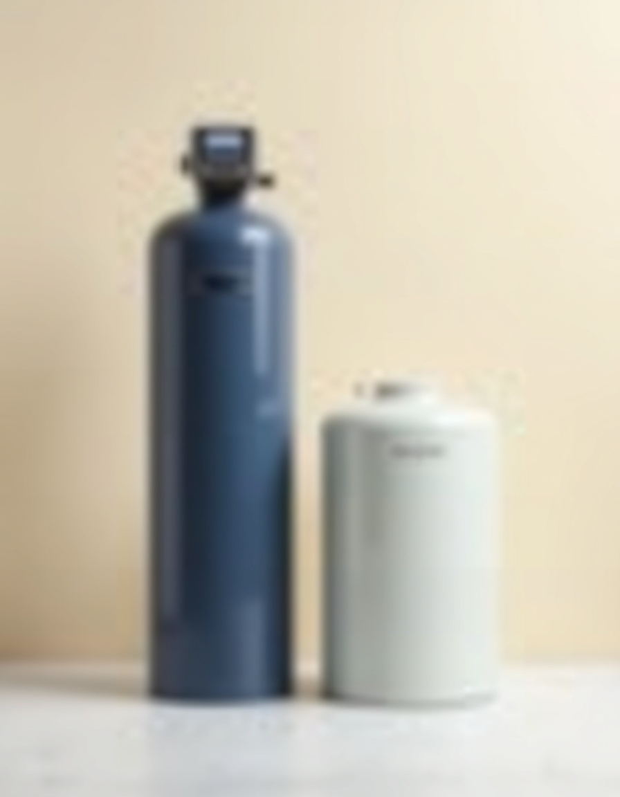 Whole-home water softener system installed by TrueWater Idaho: mineral tank with digital metered valve and brine tank