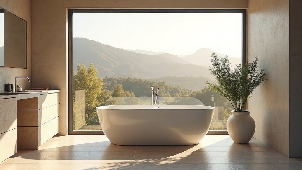 Bright modern bathroom in a Boise Idaho home, natural light, clean water, wellness aesthetic