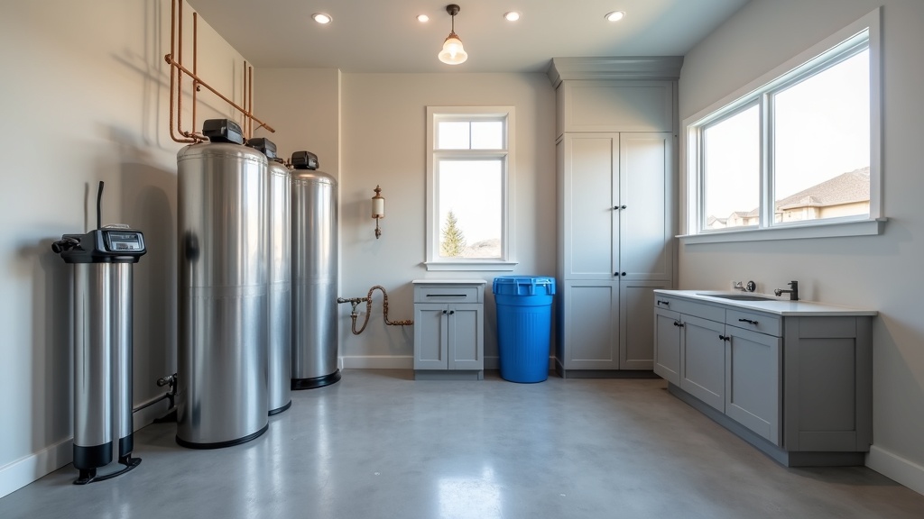 Water softener service inspection in a Meridian Idaho utility room